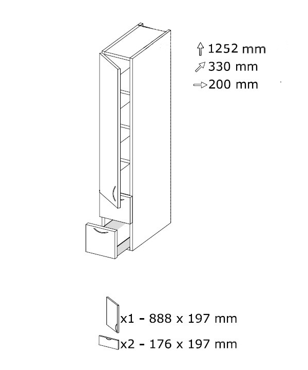 Komero NSP 2 L 200 x K 1252 Komero NSP 2 L 200 x K 1252